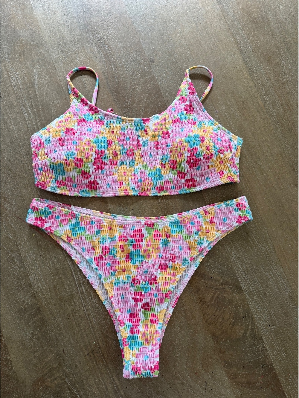 Floral Print Scrunch Bikini Set High-Waisted Sexy Swimsuit Ruched Two Piece
